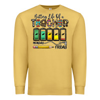 Antique Gold battery life of a teacher monday friday Premium Sweatshirt - CowhideDigitalArt