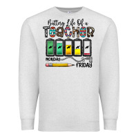 Oatmeal Heather battery life of a teacher monday friday Premium Sweatshirt - CowhideDigitalArt