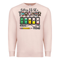 Pale Pink battery life of a teacher monday friday Premium Sweatshirt - CowhideDigitalArt