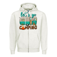 Oatmeal Heather lets go camping Zipper Hoodie - texasbilliewilder