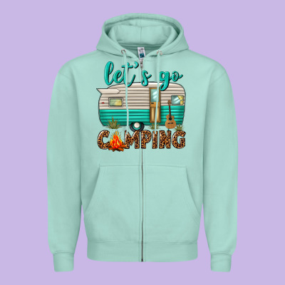 Lets Go Camping Zipper Hoodie Designed By Texasbilliewilder