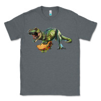 Charcoal Heather T-Rex dinosaur holding a taco Classic Tee - RanaPortraitStore