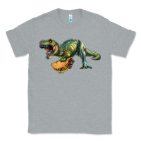 Heather Grey T-Rex dinosaur holding a taco Classic Tee - RanaPortraitStore