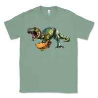 Sage T-Rex dinosaur holding a taco Classic Tee - RanaPortraitStore