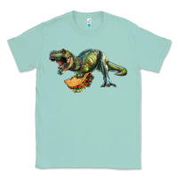 Seafoam T-Rex dinosaur holding a taco Classic Tee - RanaPortraitStore