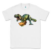 White T-Rex dinosaur holding a taco Classic Tee - RanaPortraitStore