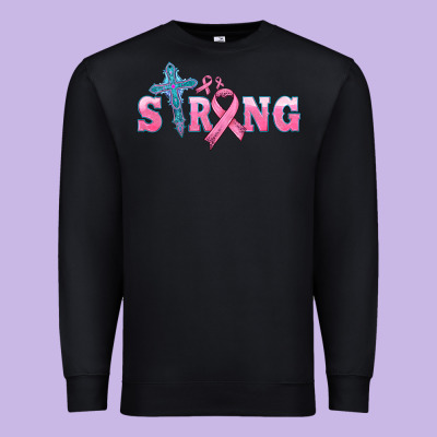 Strong With Cross Ribbon Premium Sweatshirt Designed By Hra Design Shop