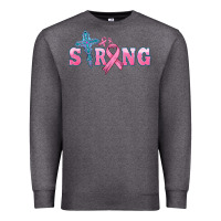 Charcoal Heather strong with cross ribbon Premium Sweatshirt - HRA Design Shop