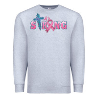 Heather Grey strong with cross ribbon Premium Sweatshirt - HRA Design Shop
