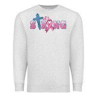 Oatmeal Heather strong with cross ribbon Premium Sweatshirt - HRA Design Shop