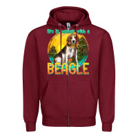 Burgundy life is better with a beagle Zipper Hoodie - texasbilliewilder
