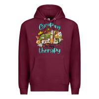 Burgundy camping is my therapy Premium Hoodie - BarkalooDesign