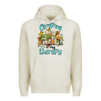 Oatmeal Heather camping is my therapy Premium Hoodie - BarkalooDesign