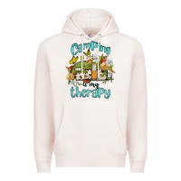 Pale Pink camping is my therapy Premium Hoodie - BarkalooDesign