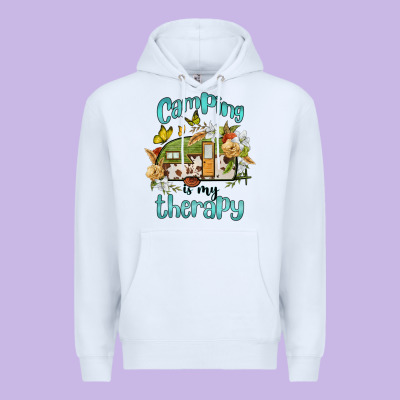 Camping Is My Therapy Premium Hoodie Designed By Barkaloodesign