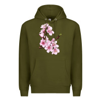 Army Green Peach Blossom Premium Hoodie - LillyAllenDesigns