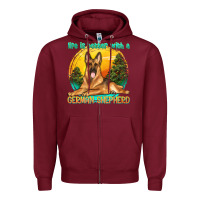 Burgundy life is better with a german shepherd Zipper Hoodie - texasbilliewilder