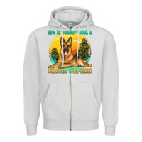 Dove Grey life is better with a german shepherd Zipper Hoodie - texasbilliewilder