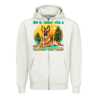 Oatmeal Heather life is better with a german shepherd Zipper Hoodie - texasbilliewilder