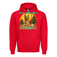 Red life is better with a german shepherd Zipper Hoodie - texasbilliewilder
