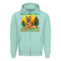 Seafoam life is better with a german shepherd Zipper Hoodie - texasbilliewilder