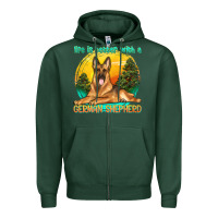 Sports Green life is better with a german shepherd Zipper Hoodie - texasbilliewilder