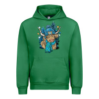 Emerald Winter long haired Cow Urban Hoodie - NancyCooperArtShop