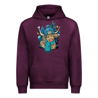 Mauve Wine Winter long haired Cow Urban Hoodie - NancyCooperArtShop