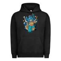 Pigment Black Winter long haired Cow Urban Hoodie - NancyCooperArtShop