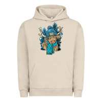 Pigment French Oak Winter long haired Cow Urban Hoodie - NancyCooperArtShop