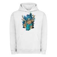 Pigment Lunar Rock Winter long haired Cow Urban Hoodie - NancyCooperArtShop