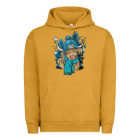 Pigment Peanut Butter Winter long haired Cow Urban Hoodie - NancyCooperArtShop