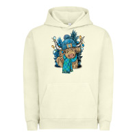 Pigment Pistachio Winter long haired Cow Urban Hoodie - NancyCooperArtShop