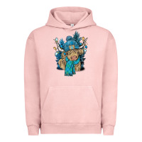 Pigment Salmon Winter long haired Cow Urban Hoodie - NancyCooperArtShop