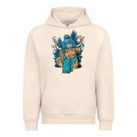 Sandshell Winter long haired Cow Urban Hoodie - NancyCooperArtShop