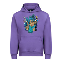 Tulip Winter long haired Cow Urban Hoodie - NancyCooperArtShop