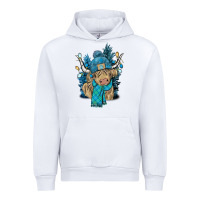 White Winter long haired Cow Urban Hoodie - NancyCooperArtShop