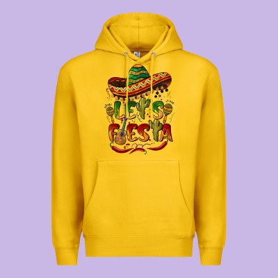 Let's Fiesta Mexican Hat Premium Hoodie Designed By Barkaloodesign