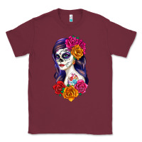 Burgundy sugar skull girl Classic Tee - RanaPortraitStore