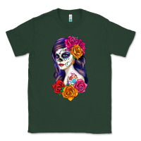 Sports Green sugar skull girl Classic Tee - RanaPortraitStore