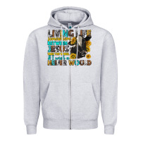 Heather Grey living life somewhere between jesus Zipper Hoodie - texasbilliewilder