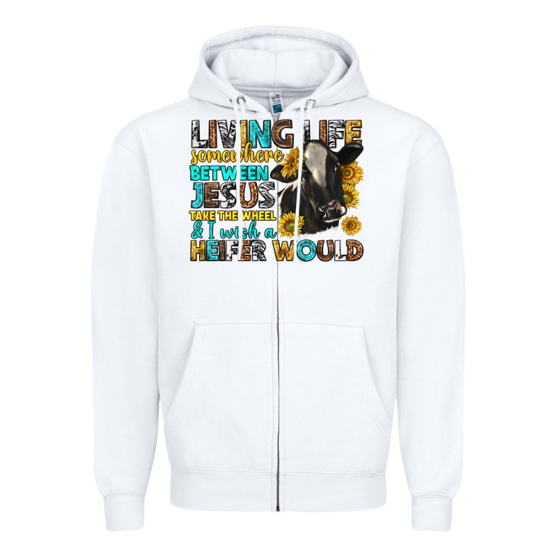 Living Life Somewhere Between Jesus Zipper Hoodie by texasbilliewilder | Teevron