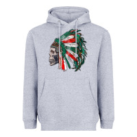Heather Grey mexican indian headdress with skull Heavyweight Hoodie - RanaPortraitStore