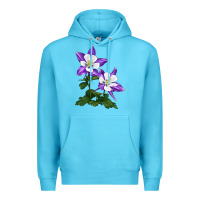 Ocean Blue rocky mountain columbine Premium Hoodie - LillyAllenDesigns