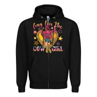 Black long live the cowgirl Zipper Hoodie - texasbilliewilder