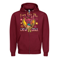 Burgundy long live the cowgirl Zipper Hoodie - texasbilliewilder