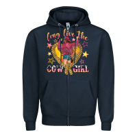 Navy long live the cowgirl Zipper Hoodie - texasbilliewilder
