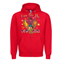 Red long live the cowgirl Zipper Hoodie - texasbilliewilder