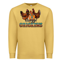 Antique Gold crazychickens Premium Sweatshirt - CowhideDigitalArt