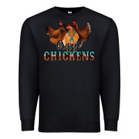Black crazychickens Premium Sweatshirt - CowhideDigitalArt